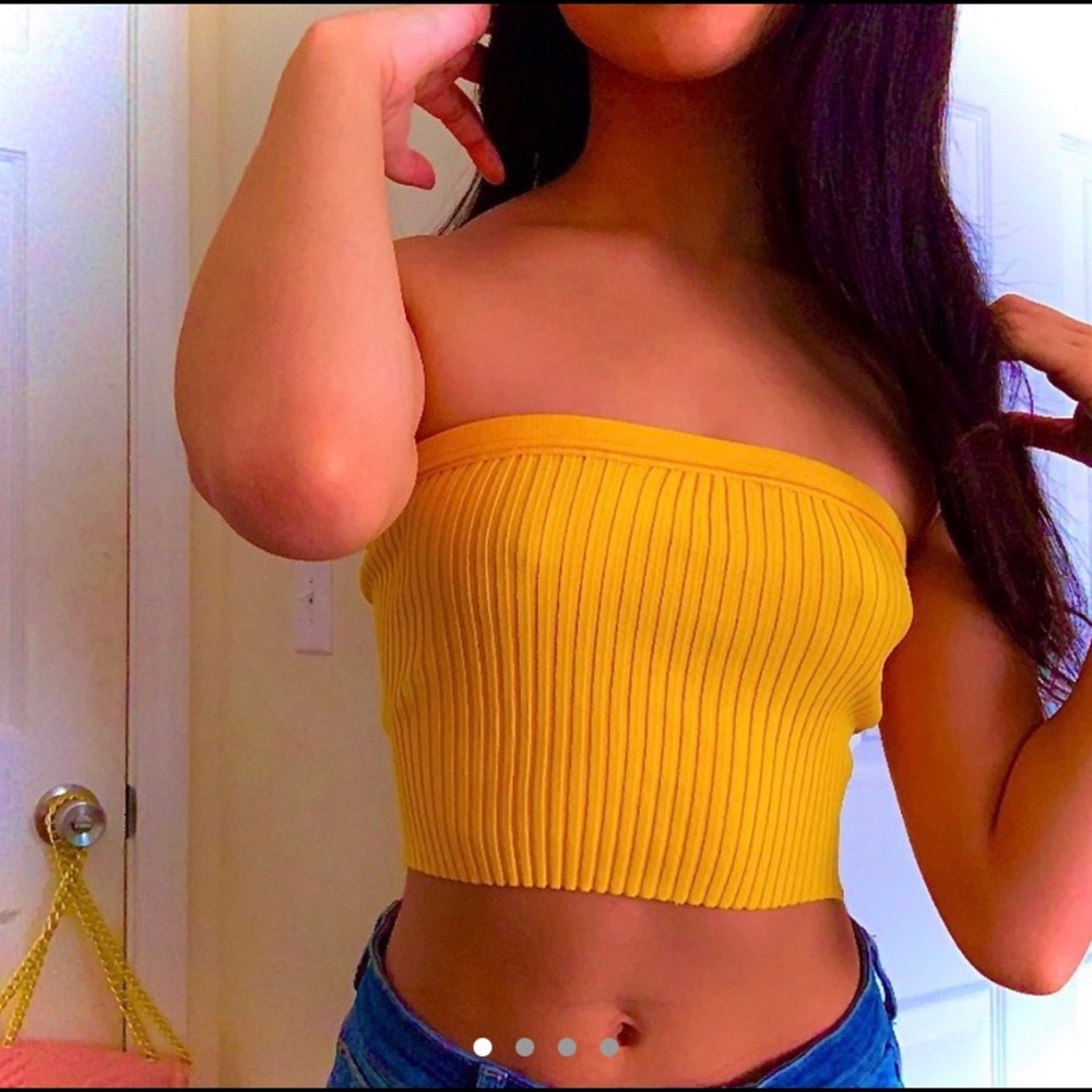 Forever 21 Yellow Ribbed Tube Crop!